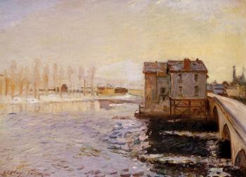 阿爾弗萊德 西斯萊 The Moret Bridge and Mills under Snow 阿爾弗萊德 西斯萊 The Moret Bridge and Mills under Snow